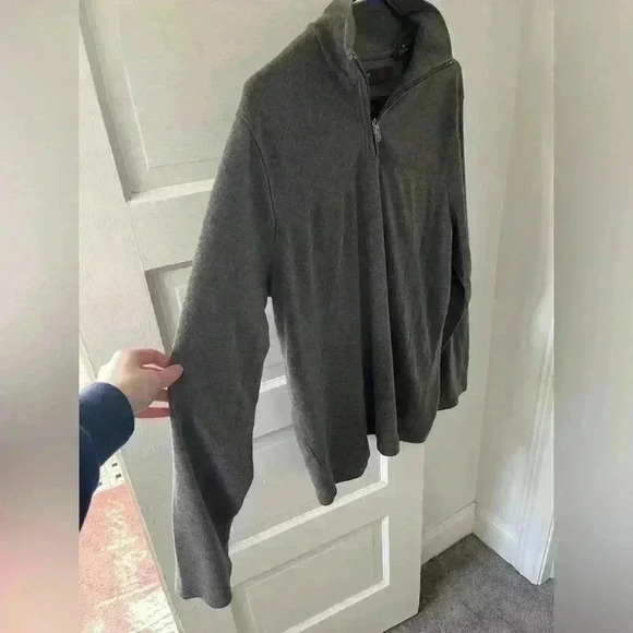 Perry Ellis gray men's quarter zip sweater lightweight - Picture 2 of 4
